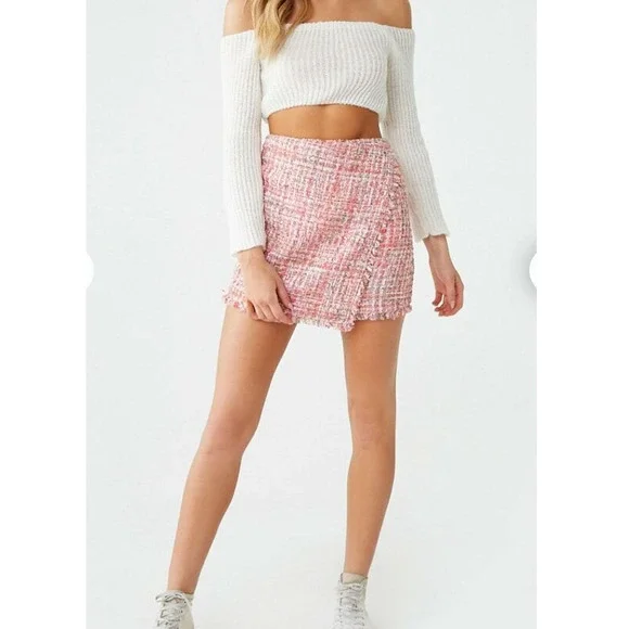 Forever 21 metallic neutral tweed mini skirt